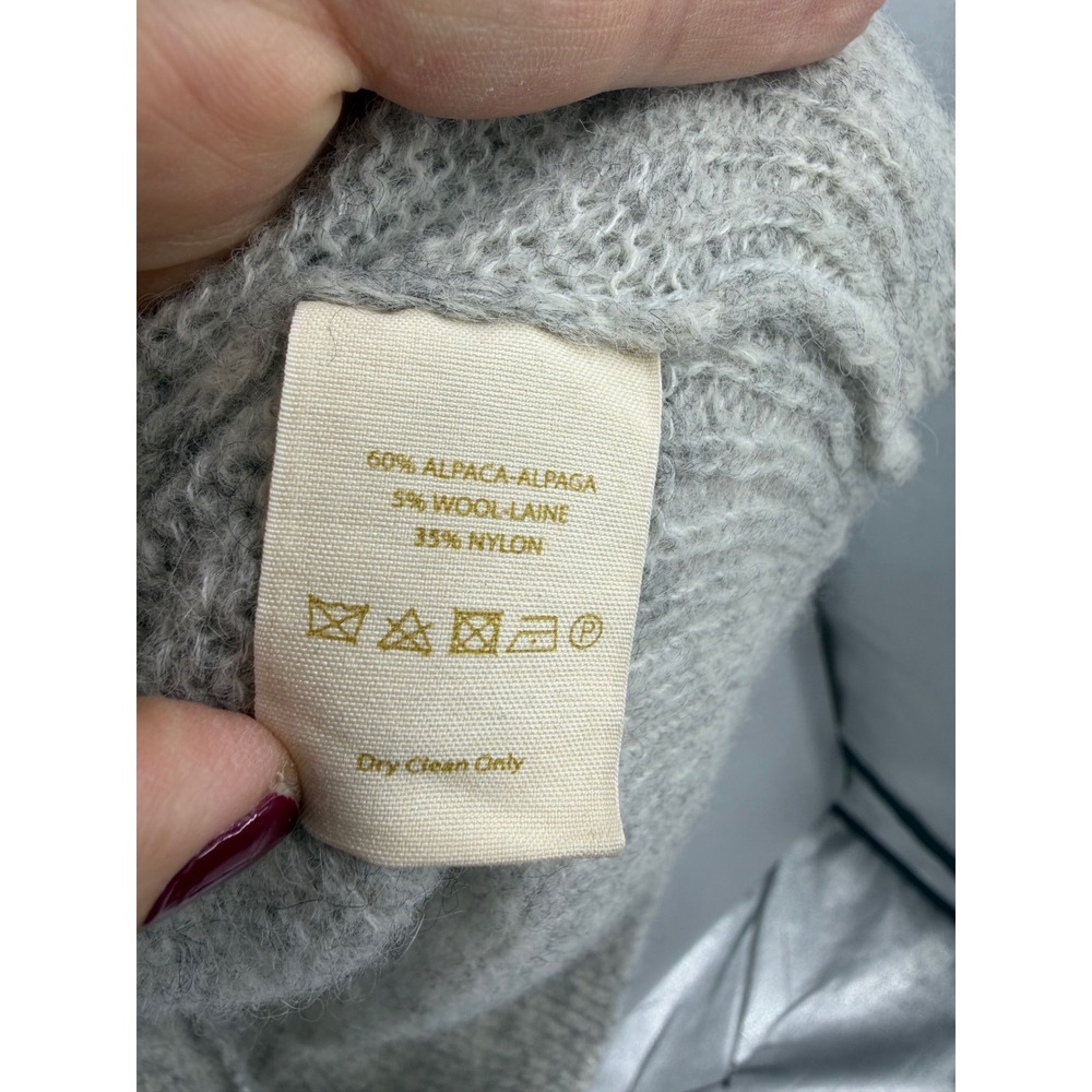 Free People Deep V Alpaca Wool Sweater Women XS Grey OB649873 Knit Pullover - Picture 6 of 7